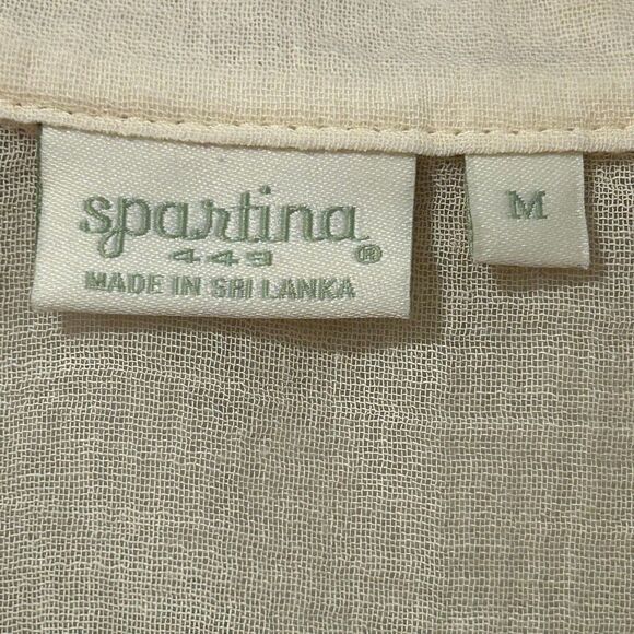 Spartina 449 Embroidered Boho Tunic Top Cream Rust Paisley V Neck Long Sleeve Me - Picture 3 of 6